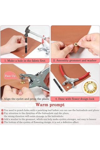 Ccgloball Grommet Kuşgözü Pense Seti, Metal Kuşgözü İle 1/4 Inç 6mm Alet Kiti