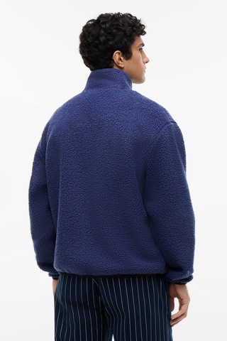 Tommy Hilfiger Tjm Rlx Badge Zıp-thru Teddy Ext Erkek Mavi Sweatshirt - Dm0dm22345