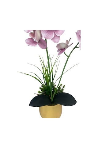 Yapay Çiçek Pudra Pembe Islak Orkide Gold Metal Saksıda Saksıda Orkide 50cm