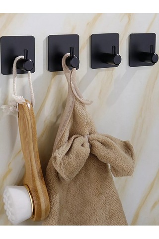 Vesalka Dla Polotenec Banyo Havluları İçin Duvara Monte Kendinden Yapışkanlık Kancalar 4 Adet 227427863 Siyah