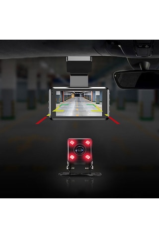Lemestar Siyah 4" Ips Ekran Araba Kamerası - 1080p Full Hd, Çift Lens, Yıldız Gece Görüşü, Döngü Kaydı, Geri Vites Görüntüsü Dahili Li-pil