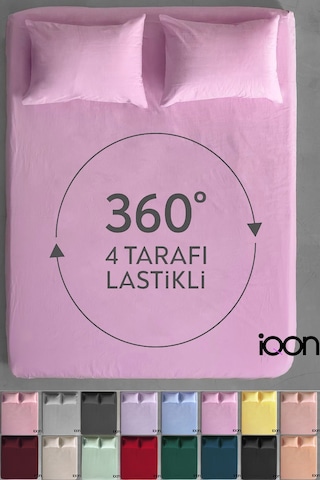 İqon Ranforce Dokuma Lastikli Çarşaf Takımı Tek Kişilik - 21 Renk Pembe