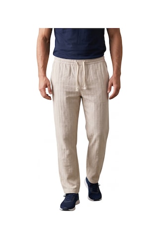 Deep Sea Deepsea Bej Çizgi Dokulu Rahat Kesim Yazlık Spor Pantolon Hafif Kumaş Modern Tasarım 2600263