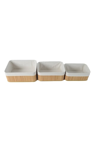 Koçtaş İçi Kumaş Bambu Sepet Set Bej