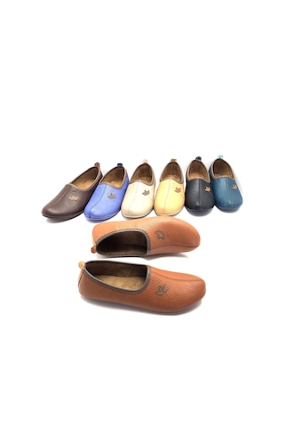 Deritarz Hakiki Deri Hac Umre Tavaf Patiği Ve Ev Ayakkabısı Taba