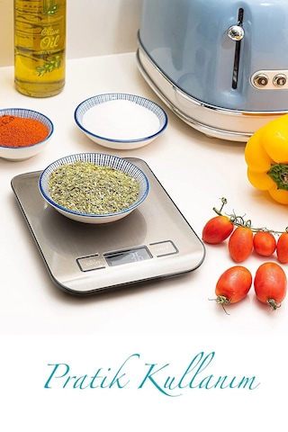 Dijital Hassas Paslanmaz Yüzey Mutfak Tartı 10 Kg/1 Gr Hassasiyet