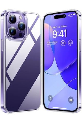 Apple Uyumlu iPhone 14 Pro Max Kılıf Şeffaf Yumuşak Silikon Kamera Korumalı Yüksek Kalite Turuncu