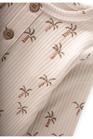 Baskılı Tulum 0-3 Yaş Palmiye Desen Ekru