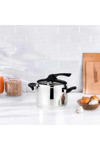 Nehir Silver Trend Paslanmaz Çelik 4 Litre Düdüklü Tencere Gümüş - Siyah Nehir Silver Trend Paslanmaz Çelik 4 Litre Düdüklü Tencere Gümüş - Siyah