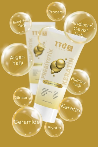 Tto X Prebiyotik Saç Bakım Maskesi Biberiye Yağı Keratin Argan Yağı Biyotin