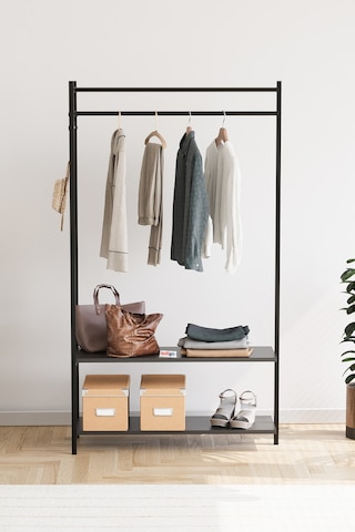 Bofigo Konfeksiyon Askısı Ayaklı Askılık Elbise Askılığı Raflı Askılık Jüpiter Antrasit Antrasit