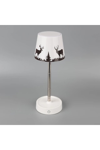 Willowhaven Beyaz Ren Geyiği Yaratıcı Masalık, Taşınabilir Ayarlanabilir Usb Şarjlı Sensörlü Gece Lambası Füme