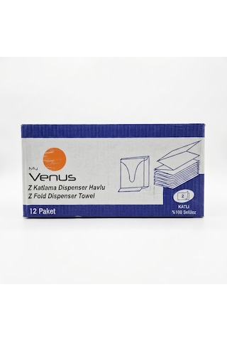 My Venus Z Katlama Dispenser Havlu Peçete, 20x20 Cm, 12 Paket 1200 Adet , 2 Katlı Kağıt Havlu - %100 Selüloz