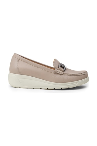 Deery Kadın Hakiki Deri Bej Dolgu Topuk Loafer - N1742zbejc01