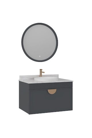 Orka Molino 80 Cm Antrasit Banyo Dolabı Takımı Ve Boy Dolabı Navaro/antrasit