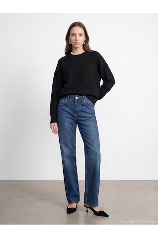 Dilvin 72362 %100 Pamuk Basic Wide Leg Jean Mavi