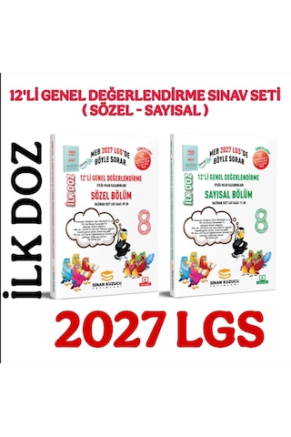 2027 Lgs 8. Sınıf İlk Doz 12'li Genel Değerlendirme Sınav Seti Sayısal + Sözel 1. Dönem Sinan Kuzucu 2027 Lgs 8. Sınıf İlk Doz 12'li Genel Değerlendirme Sınav Seti Sayısal + Sözel 1. Dönem Sinan Kuzucu