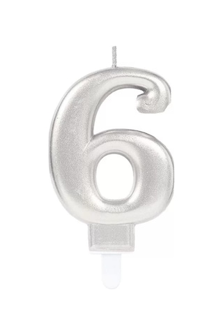 6 Rakam Mum Gümüş Renk Diğer 6 Rakam Mum Gümüş Renk Diğer