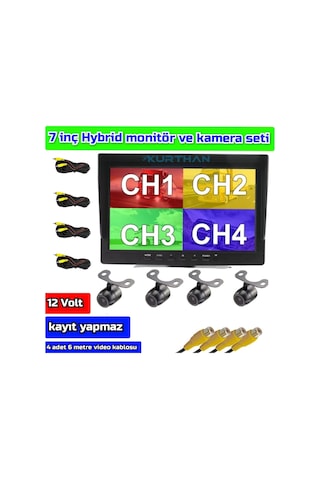 7 İnç Hybrid Monitör Ve 4 Adet Kelebek Kamera Hazır Set