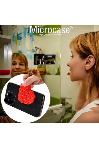 Microcase Vantuzlu Kalp Desen Silikon Cep Telefonu Sabitleme Yapıştırma Pedi Al4793 Siyah