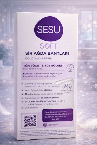 Hemengo Sesu Soft Sir Ağda Bantları 32 Adet Vegan Formula Tüm Vücut Ve Yüz İçin Soğuk Ağda Bandı Hmngobzs
