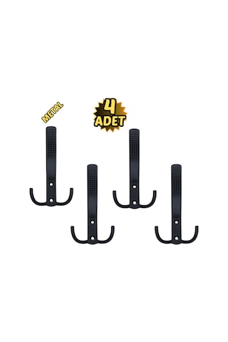 Noktalı Portmanto Vestiyer Askısı Metal Mat Siyah 4 Lü Mat Siyah