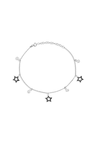 Argentum Concept - Siyah Taşlı Gümüş Yıldızlı Halhal - H005001 Gümüş