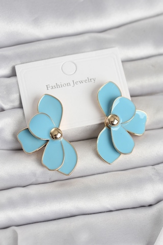 Mineli Lotus Model Pirinç Kadın Küpe Çok Renkli