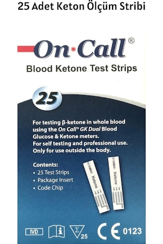 On Call GK Dual Keton Ölçüm Stribi 25 Test On Call GK Dual Keton Ölçüm Stribi 25 Test