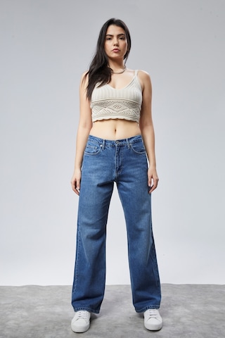 Cedy Denim Cedy Denım Yüksek Kalite Kadın Palazzo Yüksek Bel Cotton Jean Pantolon Mavi