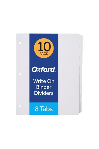 Oxford Bağlayıcı Bölücülerde Boş Yazma, 1/8 Kesilmiş Sekmeler, 8 Sekmeli Sette 3 Delik Delme Bölücüler, 80 B