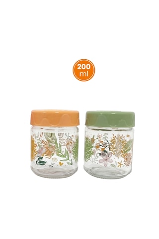 2'li Bebek Cam Mama Kabı Seti, Sızdırmaz Conta Kapaklı Cam Mama Yoğurt Gıda Kavanozu 2x200ml