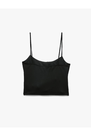 Koton Slim Fit Korse Detaylı Askılı Viskon Crop Top Siyah 7wal30048ık