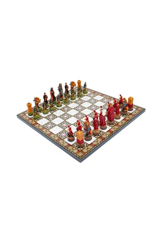 Boyaması - 55 - Satranç Camelot Ortaçağ Sedef36cam - Muratech - - Sedef36cam