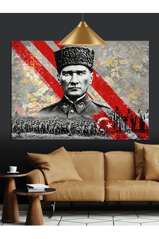 Türk Askeri Kahraman Atatürk Dekoratif Kanvas - Mdf Ahşap Tablo