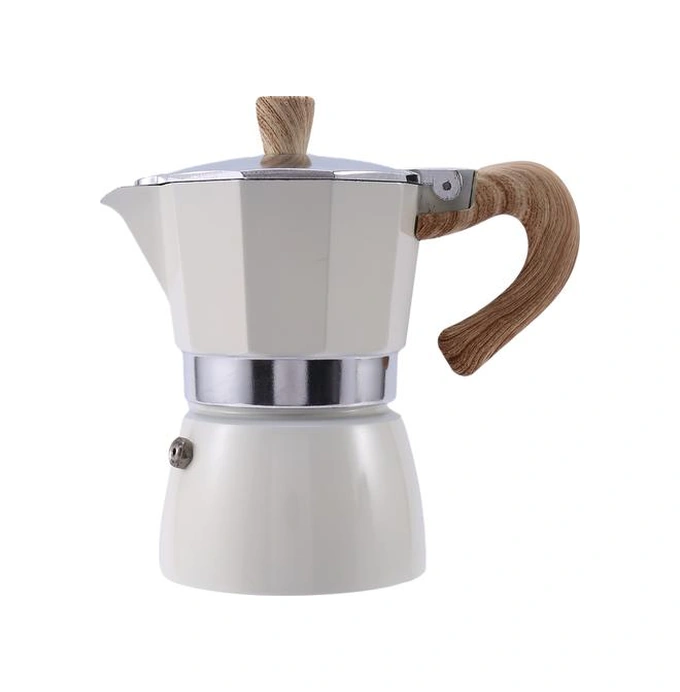 Latte Mocha Kahve Makinesi İtalyan Moka Espresso Pot Stopetop Kahve Makinesi Beyaz Kahve Tencereler