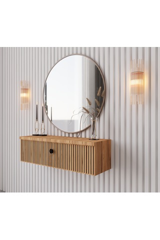 Enwood Mimosa Atlantik Çam Rengi Mdf Duvara Monte Kapaklı Dresuar Atlantik Çam