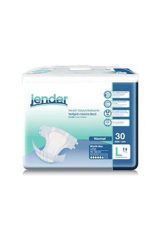 Jender Tekstil Yüzeyli Bel Bantlı Yetişkin Hasta Bezi L 30'Lu 3 Paket 90 Adet