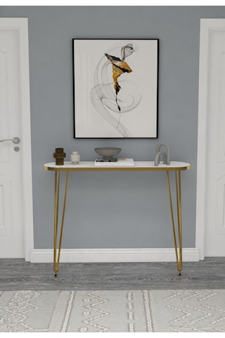 80x18 Dresuar Antre Hol Dekorasyon Ürünleri Altın Model Altın Beyaz Elips, One Size