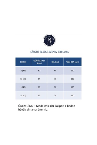 Moda Banuş Çizgili Kemer Detaylı A Kesim Mavi Elbise-dar Kalıp
