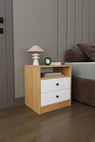 Modern 2 Çekmeceli Komodin Şifonyer %100 Mdf Çok Amaçlı Organizer Kmd04 Beyaz - Karına