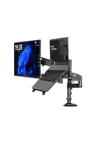 Ergoflex NB H180-FP Çift Kol Amortisörlü 22"-32" Monitör Tutucu ve 10"-17" Laptop Standı