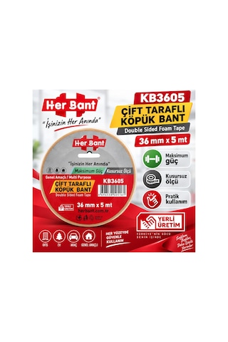 Çift Taraflı Köpük Bant 36 Mm X 5 Mt Diğer