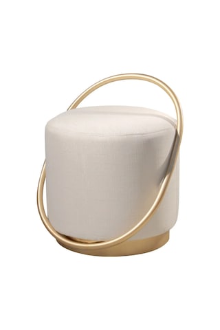 Loop Serisi Puf, Metal Halkalı Puf, Makyaj Oturağı ,puf Bench Montajsız Oturak Gold Metal Ayaklı Beyaz