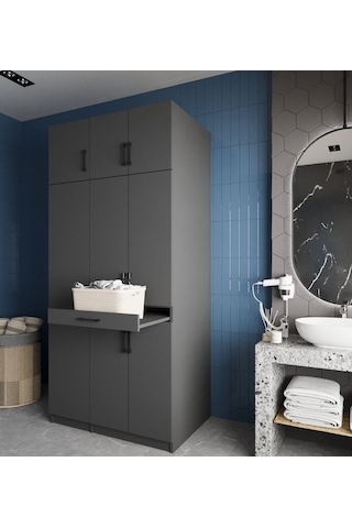 Vita Çamaşır Ve Kurutma Makinesi Dolabı Banyo Dolabı Antrasit Antrasit