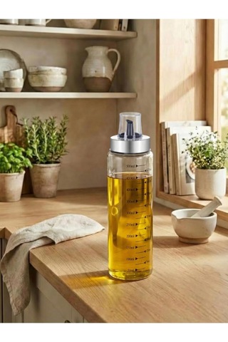 Metal Kapaklı Ölçülü Yağdanlık, Cam, Şeffaf, 550 Ml