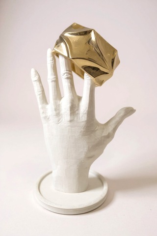 Altın Kaplama Geometrik Yüzey Tasarımlı Manşet Kelepçe Bilezik Altın