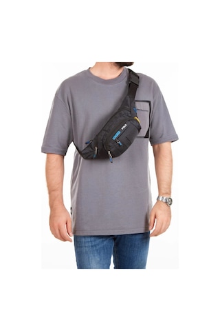 Tuldar Deri Usb Kulaklık Çıkışlı Crossbody Çapraz Göğüs Omuz Ve Bel Çantası Tul360 Siyah - Mavi
