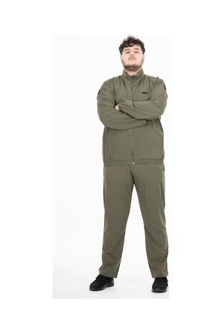 Maraton Sportswear Büyük Beden Erkek Dik Yaka Reglan Kol Basic Haki Eşofman Takımı 21854-Haki
