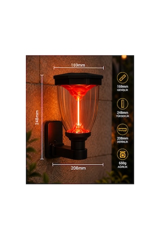 30w Volkan Solar Bahçe Lambası,güneş Enerjili Duvar Bahçe Lambası, Solar Aydınlatma, Bahçe Armatür, Dış Mekan Led Aydınlatma, Enerji Tasarruflu Lamba, Set Üstü Bahçe Lambası,